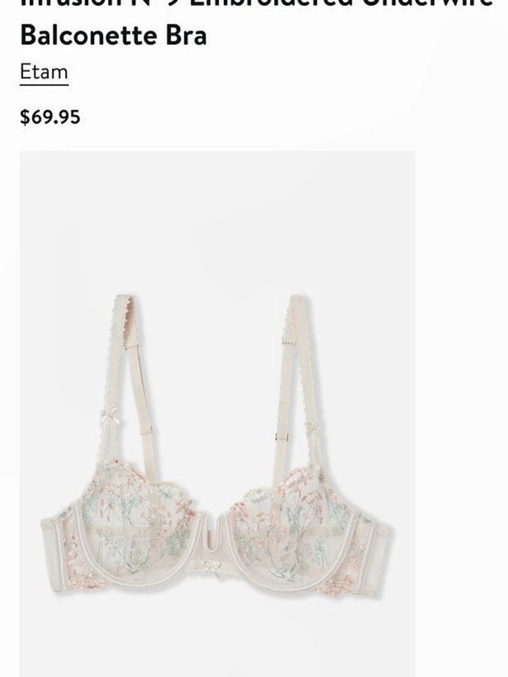 Elam Infusion N°9 Embroidered Underwire Balconette Bra Floral Bra Pink & Green